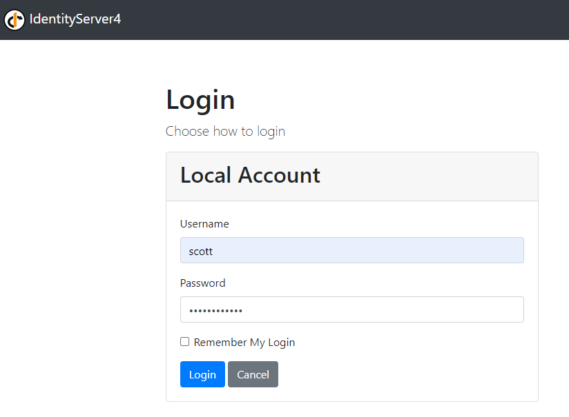 Identity Server Login